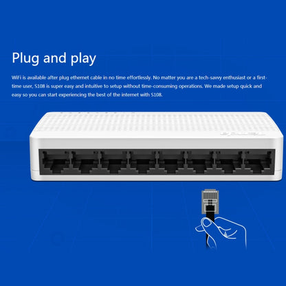 Tenda S108 8 พอร์ต 10 / 100Mbps Fast Ethernet Network Switch LAN HUB, Tenda SG108 8 Ports White