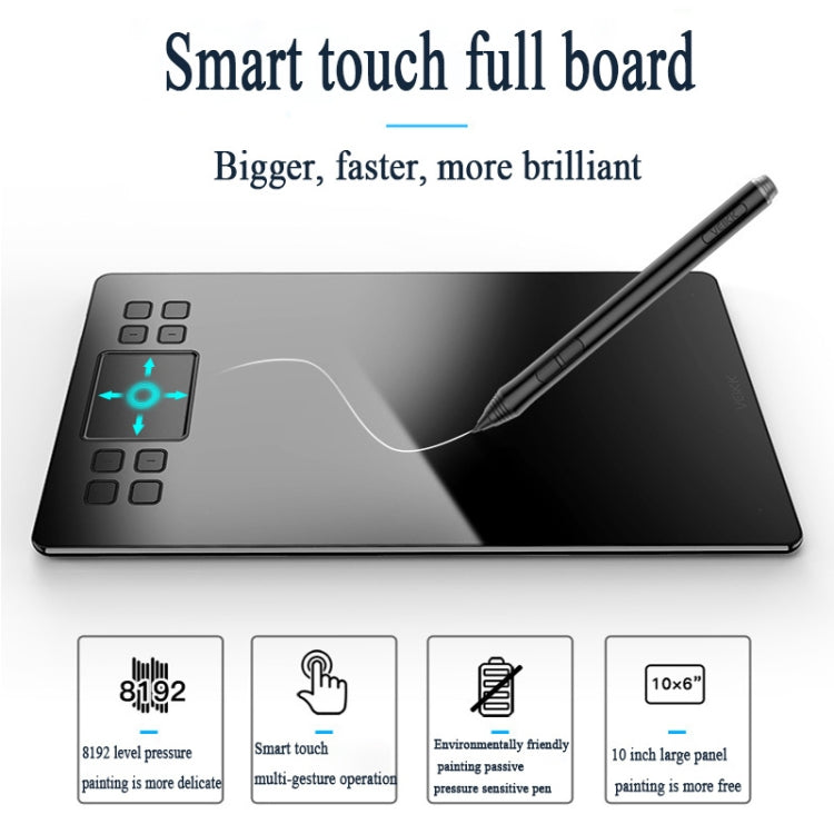 VEIKK A50 10x6 นิ้ว 5080 LPI แท็บเล็ตกราฟิกอิเล็กทรอนิกส์ Smart Touch พร้อมอินเทอร์เฟซ Type-c, A50