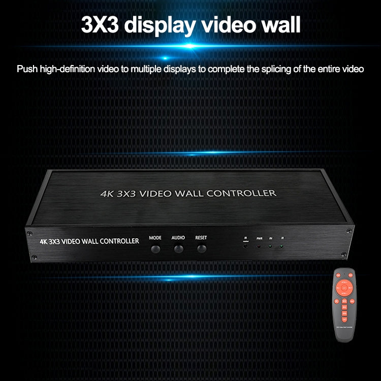 NK-BT88 4K 3X3 HDMI Video Wall Controller โปรเซสเซอร์ประกบหลายหน้าจอพร้อมรีโมทคอนโทรล, EU Plug