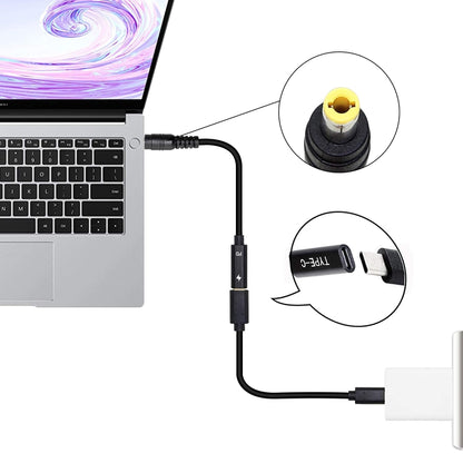 สายชาร์จอะแดปเตอร์แปลงไฟ DP USB-C / Type-C ถึง 5.5 x 2.5 มม, 5.5 x 2.5mm