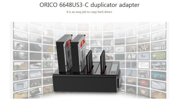 ORICO 6648US3-C-V1 4-bay USB 3.0 Type-B ไปยัง SATA ฮาร์ดดิสก์ภายนอกกล่องกล่องเก็บฮาร์ดดิสก์ Docking Station / Duplicator สำหรับ 2.5 นิ้ว / 3.5 นิ้ว SATA HDD / SSD, 4 Bays