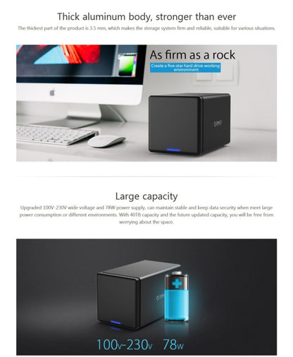 ORICO NS400-U3 4-bay USB 3.0 Type-B ไปยัง SATA ฮาร์ดดิสก์ภายนอกกล่องเก็บของเคสฮาร์ดไดรฟ์ Dock สำหรับ 3.5 นิ้ว SATA HDD รองรับโปรโตคอล UASP, USB 3.0 Type-B to SATA