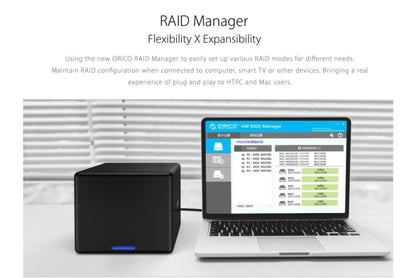 ORICO NS500-RC3 5-bay USB-C / Type-C 3.1 ไปยัง SATA ฮาร์ดดิสก์ภายนอกกล่องเก็บของ เคส แท่นวางฮาร์ดไดรฟ์พร้อม Raid สำหรับ HDD SATA ขนาด 3.5 นิ้วรองรับโปรโตคอล UASP, USB 3.1 Type-C to SATA with Raid
