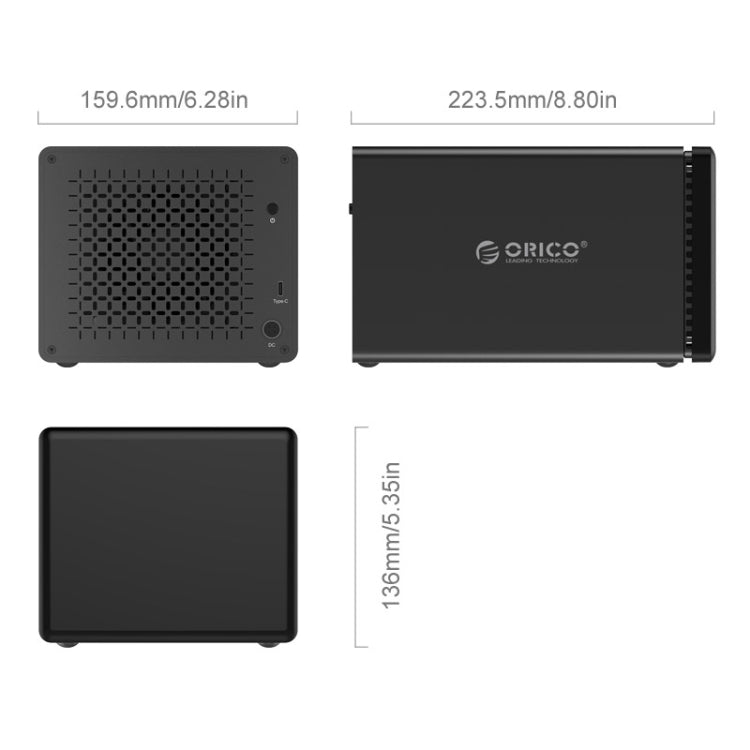 ORICO NS500-RC3 5-bay USB-C / Type-C 3.1 ไปยัง SATA ฮาร์ดดิสก์ภายนอกกล่องเก็บของ เคส แท่นวางฮาร์ดไดรฟ์พร้อม Raid สำหรับ HDD SATA ขนาด 3.5 นิ้วรองรับโปรโตคอล UASP, USB 3.1 Type-C to SATA with Raid