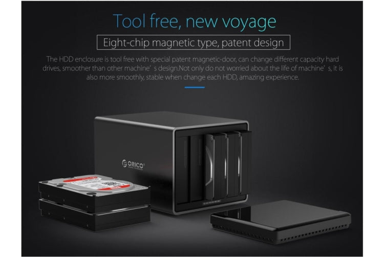 ORICO NS500-RC3 5-bay USB-C / Type-C 3.1 ไปยัง SATA ฮาร์ดดิสก์ภายนอกกล่องเก็บของ เคส แท่นวางฮาร์ดไดรฟ์พร้อม Raid สำหรับ HDD SATA ขนาด 3.5 นิ้วรองรับโปรโตคอล UASP, USB 3.1 Type-C to SATA with Raid