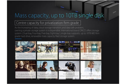 ORICO NS500-RC3 5-bay USB-C / Type-C 3.1 ไปยัง SATA ฮาร์ดดิสก์ภายนอกกล่องเก็บของ เคส แท่นวางฮาร์ดไดรฟ์พร้อม Raid สำหรับ HDD SATA ขนาด 3.5 นิ้วรองรับโปรโตคอล UASP, USB 3.1 Type-C to SATA with Raid