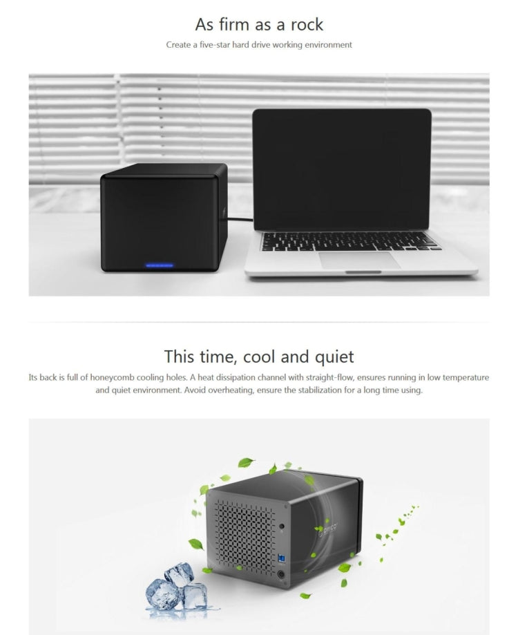 ORICO NS500-RU3 5-bay USB 3.0 Type-B ไปยัง SATA ฮาร์ดดิสก์ภายนอกกล่องเก็บของเคสฮาร์ดไดรฟ์ Dock พร้อม Raid สำหรับ 3.5 นิ้ว SATA HDD รองรับโปรโตคอล UASP, USB 3.0 Type-B to SATA with Raid