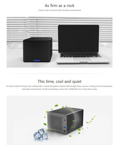 ORICO NS500-RU3 5-bay USB 3.0 Type-B ไปยัง SATA ฮาร์ดดิสก์ภายนอกกล่องเก็บของเคสฮาร์ดไดรฟ์ Dock พร้อม Raid สำหรับ 3.5 นิ้ว SATA HDD รองรับโปรโตคอล UASP, USB 3.0 Type-B to SATA with Raid