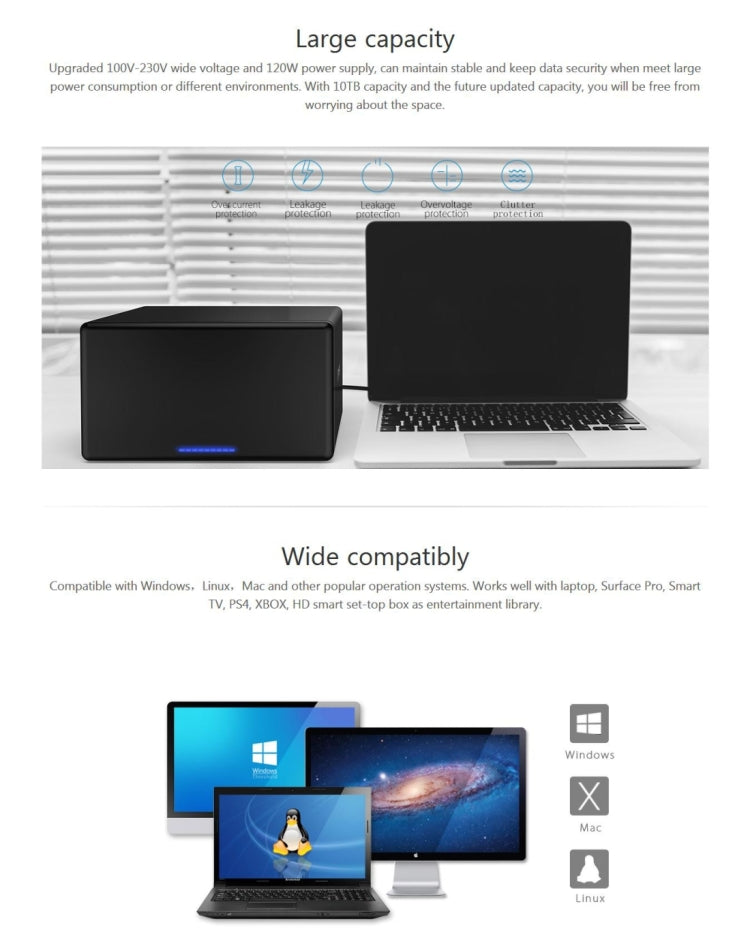 ORICO NS800-C3 8-bay USB-C / Type-C 3.1 ไปยัง SATA ฮาร์ดดิสก์ภายนอกกล่องเก็บของ เคส แท่นวางฮาร์ดไดรฟ์สำหรับ 3.5 นิ้ว SATA HDD รองรับโปรโตคอล UASP, USB 3.1 Type-C