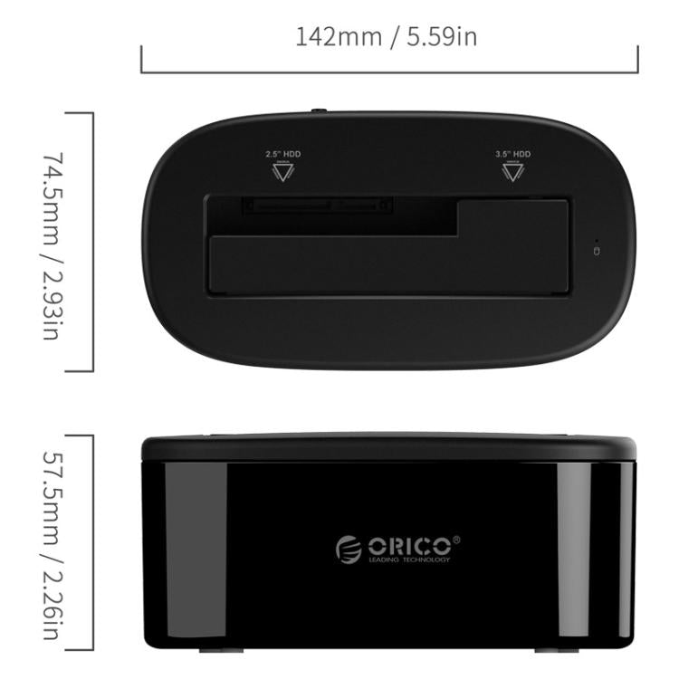 ORICO 6218US3 USB 3.0 Type-B ไปยัง SATA ที่จัดเก็บข้อมูลภายนอกแท่นวางฮาร์ดไดรฟ์สำหรับ 2.5 นิ้ว / 3.5 นิ้ว SATA HDD / SSD, 1 Bay
