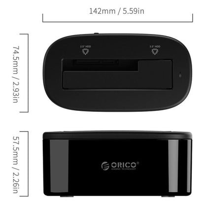ORICO 6218US3 USB 3.0 Type-B ไปยัง SATA ที่จัดเก็บข้อมูลภายนอกแท่นวางฮาร์ดไดรฟ์สำหรับ 2.5 นิ้ว / 3.5 นิ้ว SATA HDD / SSD, 1 Bay