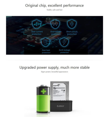 ORICO 6218US3 USB 3.0 Type-B ไปยัง SATA ที่จัดเก็บข้อมูลภายนอกแท่นวางฮาร์ดไดรฟ์สำหรับ 2.5 นิ้ว / 3.5 นิ้ว SATA HDD / SSD, 1 Bay