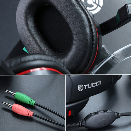 TUCCI X6 ชุดหูฟังสำหรับเล่นเกมพีซีสเตอริโอ Super Bass พร้อมไมโครโฟน, X6