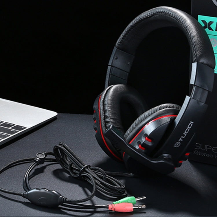 TUCCI X6 ชุดหูฟังสำหรับเล่นเกมพีซีสเตอริโอ Super Bass พร้อมไมโครโฟน, X6