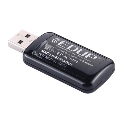 EDUP EP-AC1681 2 ใน 1 AC1200Mbps 2.4GHz และ 5.8GHz Dual Band USB WiFi Adapter การ์ดเครือข่ายภายนอกพร้อมฟังก์ชั่น Bluetooth 4.1, EP-AC1681