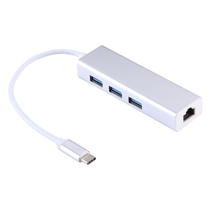 อลูมิเนียมเชลล์ 3 พอร์ต USB3.0 HUB + อะแดปเตอร์อีเธอร์เน็ตกิกะบิต USB-C / Type-C, USB Type-C 1000Mbps