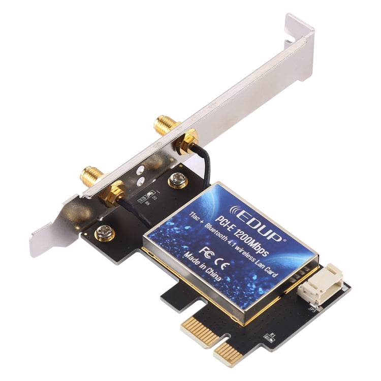 EDUP EP-9620 2 ใน 1 AC1200Mbps 2.4GHz และ 5.8GHz Dual Band PCI-E 2 เสาอากาศ WiFi อะแดปเตอร์การ์ดเครือข่ายภายนอก + บลูทูธ, EP-9620 1200Mbps (2 in 1)