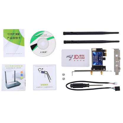 EDUP EP-9620 2 ใน 1 AC1200Mbps 2.4GHz และ 5.8GHz Dual Band PCI-E 2 เสาอากาศ WiFi อะแดปเตอร์การ์ดเครือข่ายภายนอก + บลูทูธ, EP-9620 1200Mbps (2 in 1)