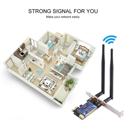 EDUP EP-9620 2 ใน 1 AC1200Mbps 2.4GHz และ 5.8GHz Dual Band PCI-E 2 เสาอากาศ WiFi อะแดปเตอร์การ์ดเครือข่ายภายนอก + บลูทูธ, EP-9620 1200Mbps (2 in 1)