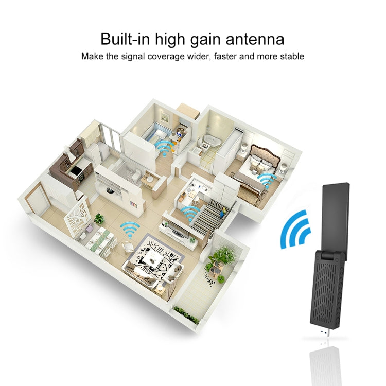 EDUP EP-AC1675 AC1900Mbps 2.4GHz และ 5.8GHz Dual Band USB3.0 WiFi Adapter การ์ดเครือข่ายภายนอก, EP-AC1675