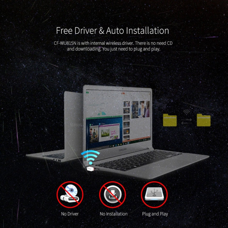 COMFAST CF-WU815N 150Mbps มินิไร้สาย USB 2.0 ไดร์เวอร์ฟรีอะแดปเตอร์ WiFi การ์ดเครือข่ายภายนอก, CF-WU815N