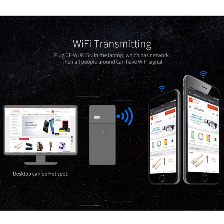 COMFAST CF-WU815N 150Mbps มินิไร้สาย USB 2.0 ไดร์เวอร์ฟรีอะแดปเตอร์ WiFi การ์ดเครือข่ายภายนอก, CF-WU815N