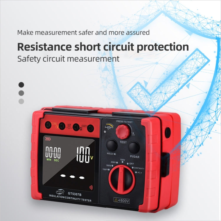 BENETECH GT5307B เครื่องทดสอบความต้านทานฉนวนดิจิตอล LCD ระดับมืออาชีพ, GT5307B Insulation Resistance Tester