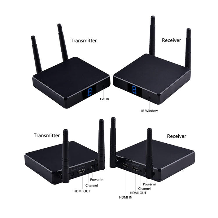 Measy FHD686-2 Full HD 1080P 3D 2.4GHz / 5.8GHz ไร้สาย HD อินเทอร์เฟซมัลติมีเดีย Extender 1 เครื่องส่ง + 2 เครื่องรับ, ระยะการส่ง: 200m, FHD686-2 (US Plug), FHD686-2 (AU Plug), FHD686-2 (EU Plug), FHD686-2 (UK Plug)