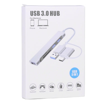A-807 5 in 1 USB 3.0 และ Type-C / USB-C ถึง USB 3.0 HUB Adapter Card Reader, A-807