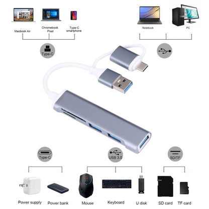 A-807 5 in 1 USB 3.0 และ Type-C / USB-C ถึง USB 3.0 HUB Adapter Card Reader, A-807