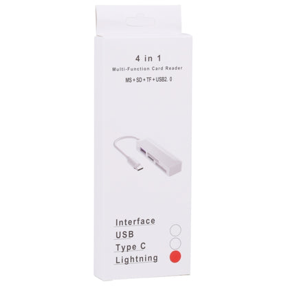 เครื่องอ่านการ์ดมัลติฟังก์ชั่น 4 in 1 MS + SD + TF + USB2.0 สำหรับอุปกรณ์ 8 พิน, 8 Pin