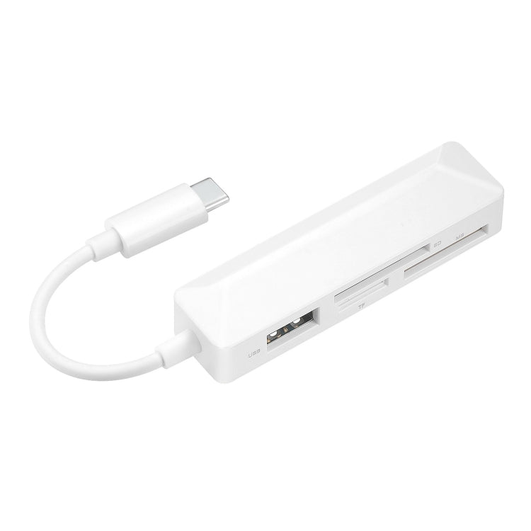เครื่องอ่านการ์ดมัลติฟังก์ชั่น 4 in 1 MS + SD + TF + USB2.0 สำหรับอุปกรณ์ Type-C, Type-C