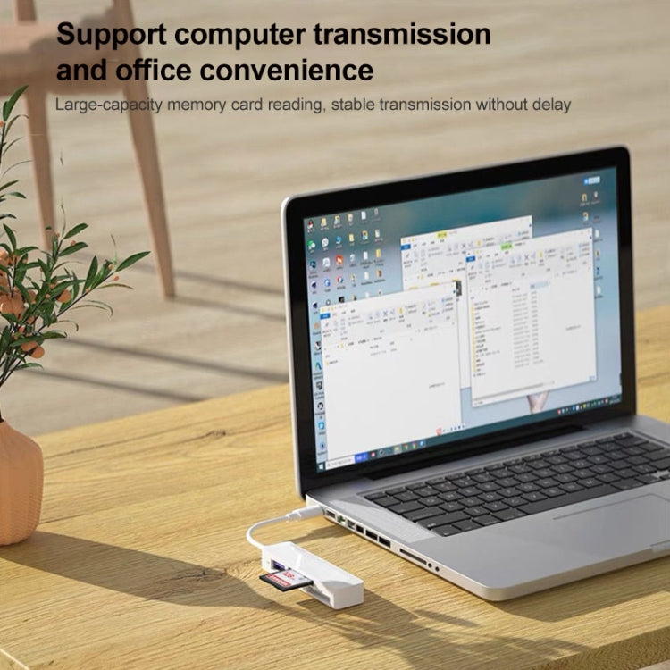 เครื่องอ่านการ์ดมัลติฟังก์ชั่น 4 in 1 MS + SD + TF + USB2.0 สำหรับอุปกรณ์ Type-C, Type-C