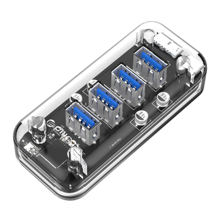 ORICO F4U 4 x USB 3.0 พอร์ต 5Gbps Fast Transmission Desktop HUB พร้อมไฟ LED สีฟ้า, 4 Ports