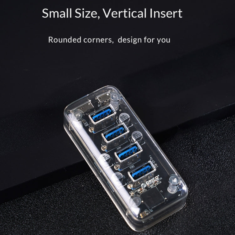 ORICO F4U 4 x USB 3.0 พอร์ต 5Gbps Fast Transmission Desktop HUB พร้อมไฟ LED สีฟ้า, 4 Ports