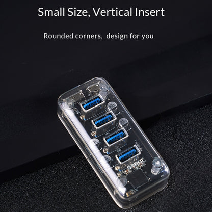 ORICO F4U 4 x USB 3.0 พอร์ต 5Gbps Fast Transmission Desktop HUB พร้อมไฟ LED สีฟ้า, 4 Ports