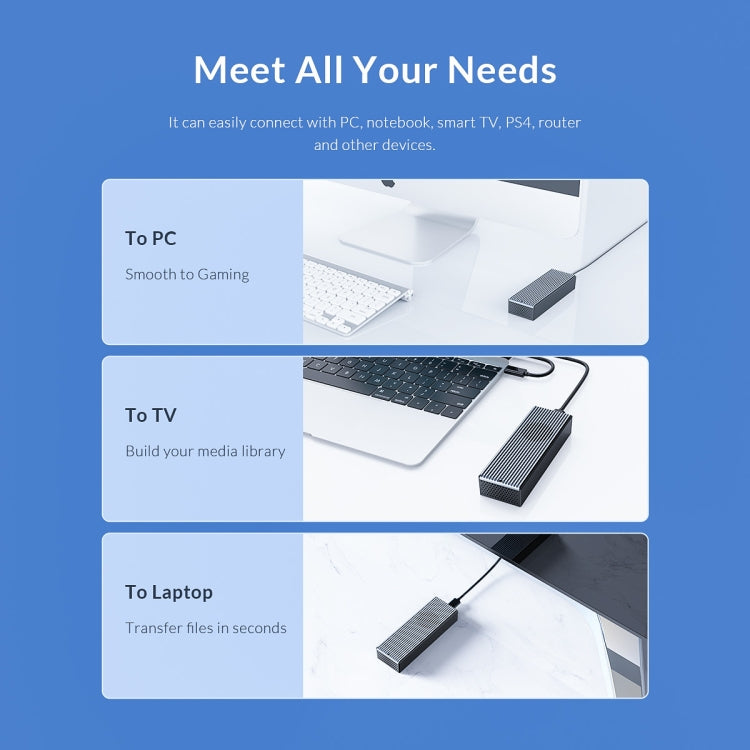 ORICO M2PVC3-G20-GY-BP USB3.2 20Gbps M.2 NVMe SSD กล่องหุ้ม, M2PVC3-G20-GY-BP
