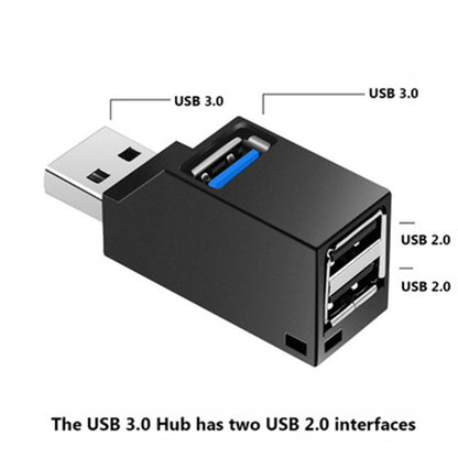 แบบพกพา Mini 2 x USB 2.0 + 1 x USB 3.0 HUB พร้อมเชือกเส้นเล็ก, USB 3.0
