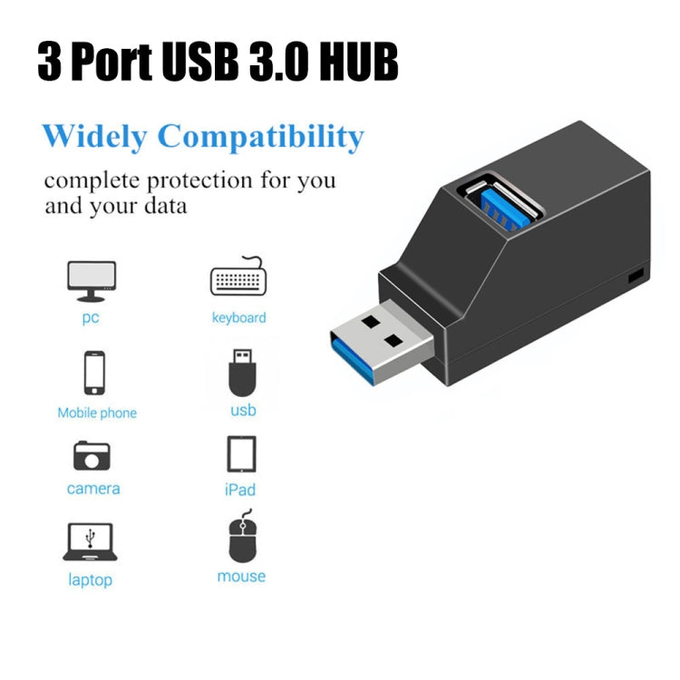 แบบพกพา Mini 2 x USB 2.0 + 1 x USB 3.0 HUB พร้อมเชือกเส้นเล็ก, USB 3.0
