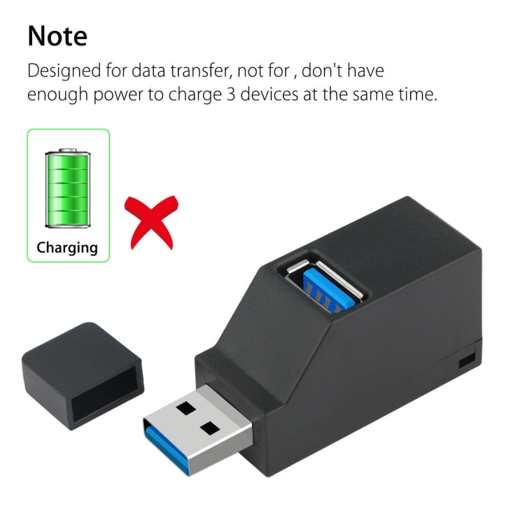 แบบพกพา Mini 2 x USB 2.0 + 1 x USB 3.0 HUB พร้อมเชือกเส้นเล็ก, USB 3.0
