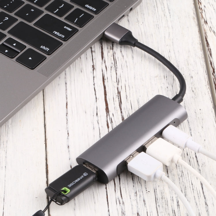 T-811 4 in 1 USB-C / Type-C ถึง 3 USB 3.0 + USB-C / Type-C พอร์ต HUB Docking Station, T-811