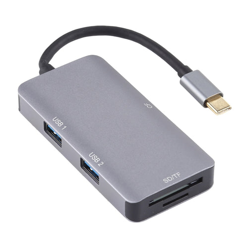 5 in 1 Dual USB 3.0 + CF + TF + SD เครื่องอ่านการ์ด USB-C OTG มัลติฟังก์ชั่น, 5 In 1 USB-C OTG