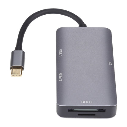 5 in 1 Dual USB 3.0 + CF + TF + SD เครื่องอ่านการ์ด USB-C OTG มัลติฟังก์ชั่น, 5 In 1 USB-C OTG