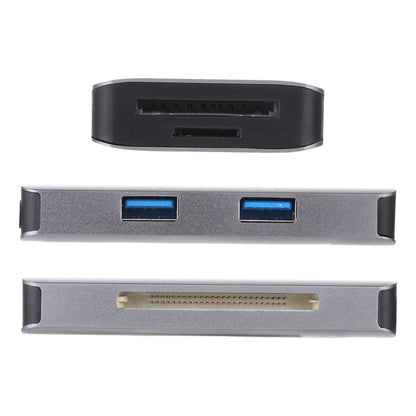 5 in 1 Dual USB 3.0 + CF + TF + SD เครื่องอ่านการ์ด USB-C OTG มัลติฟังก์ชั่น, 5 In 1 USB-C OTG