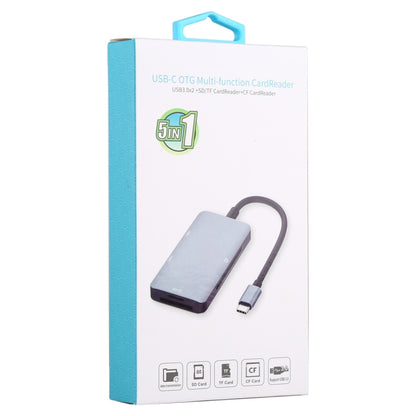 5 in 1 Dual USB 3.0 + CF + TF + SD เครื่องอ่านการ์ด USB-C OTG มัลติฟังก์ชั่น, 5 In 1 USB-C OTG