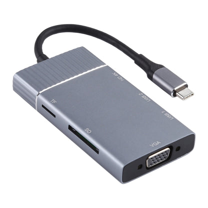 7 in 1 Dual USB 3.0 + TF / SD + HDMI / VGA + แจ็ค 3.5 มม. + Type-C / USB-C มัลติฟังก์ชั่น USB-C Dock Station, 2xUSB3.0+TF/SD+HDMI/VGA+3.5mm