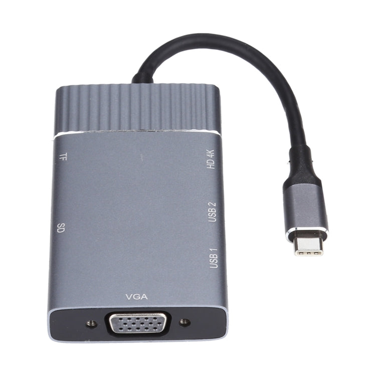 7 in 1 Dual USB 3.0 + TF / SD + HDMI / VGA + แจ็ค 3.5 มม. + Type-C / USB-C มัลติฟังก์ชั่น USB-C Dock Station, 2xUSB3.0+TF/SD+HDMI/VGA+3.5mm