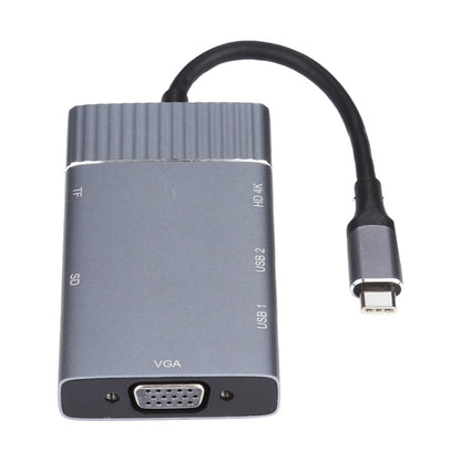 7 in 1 Dual USB 3.0 + TF / SD + HDMI / VGA + แจ็ค 3.5 มม. + Type-C / USB-C มัลติฟังก์ชั่น USB-C Dock Station, 2xUSB3.0+TF/SD+HDMI/VGA+3.5mm