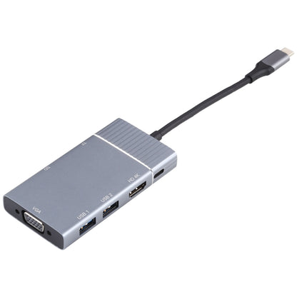7 in 1 Dual USB 3.0 + TF / SD + HDMI / VGA + แจ็ค 3.5 มม. + Type-C / USB-C มัลติฟังก์ชั่น USB-C Dock Station, 2xUSB3.0+TF/SD+HDMI/VGA+3.5mm