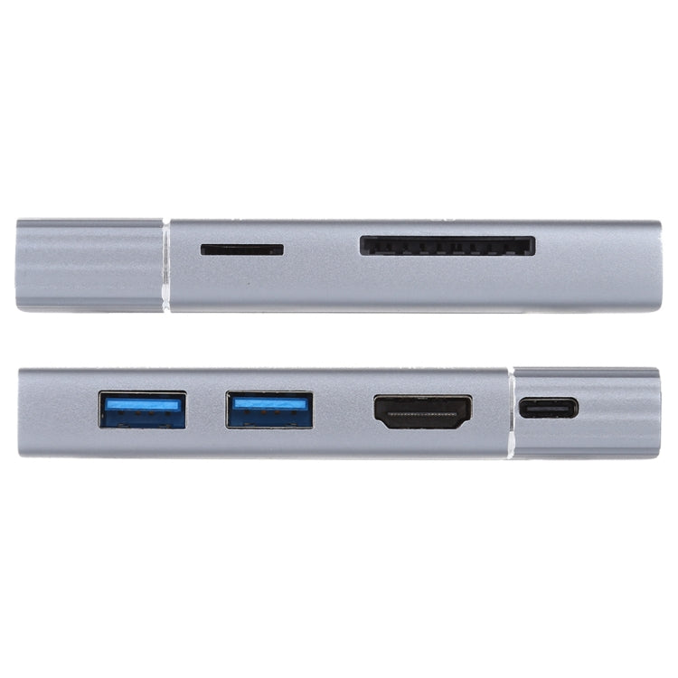 7 in 1 Dual USB 3.0 + TF / SD + HDMI / VGA + แจ็ค 3.5 มม. + Type-C / USB-C มัลติฟังก์ชั่น USB-C Dock Station, 2xUSB3.0+TF/SD+HDMI/VGA+3.5mm